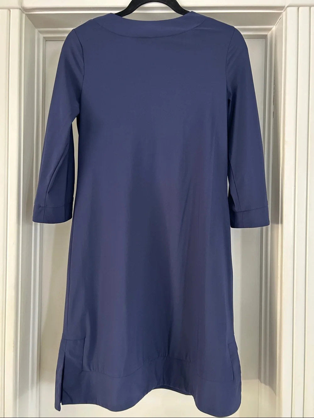 Jude Connally Navy Blue Shift Dress 3/4 Sleeve Pockets Size S